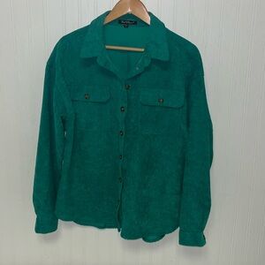 Corduroy Button Down Shirt Emerald Green